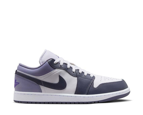 Air Jordan 1 Low White / Indigo Haze - Dark Blue Grey 553558-145