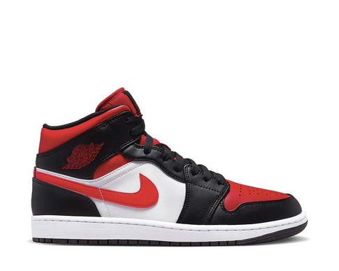 Air Jordan 1 Mid Black / Fire Red - White 554724-079