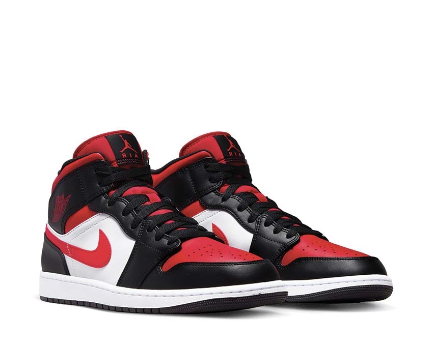 Air Jordan 1 Mid Black / Fire Red - White 554724-079