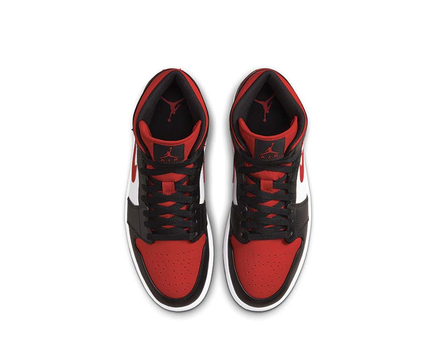 Air Jordan 1 Mid Black / Fire Red - White 554724-079