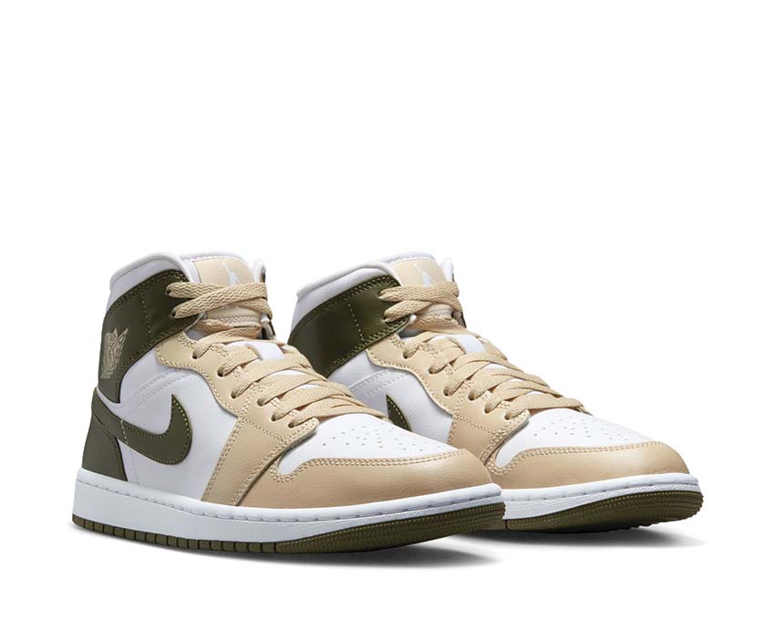 Air Jordan 1 Mid W White / Medium Olive - Rattan BQ6472-120