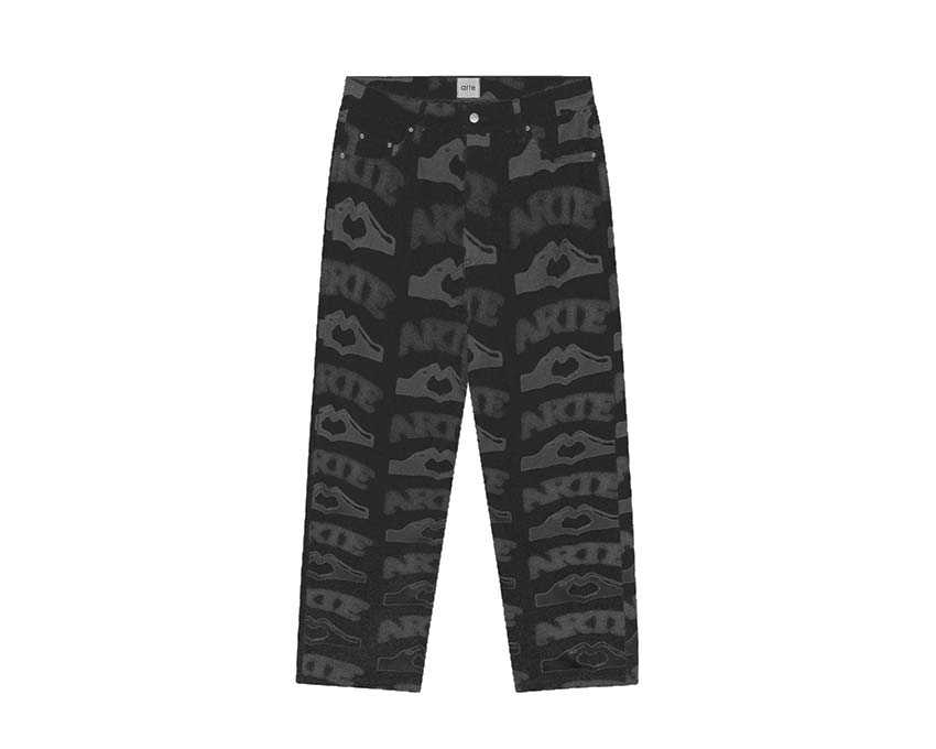 Arte Heart Printed Pants Black SS25-006P.1