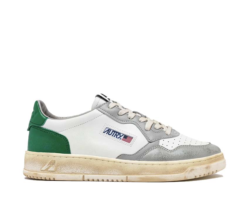 Autry Super Vintage Low Leat / Leat Wht - Grn Grey AVLMSV02