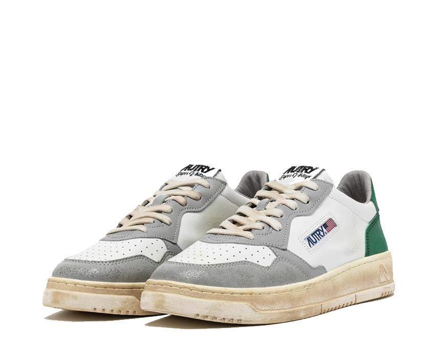 Autry Super Vintage Low Leat / Leat Wht - Grn Grey AVLMSV02