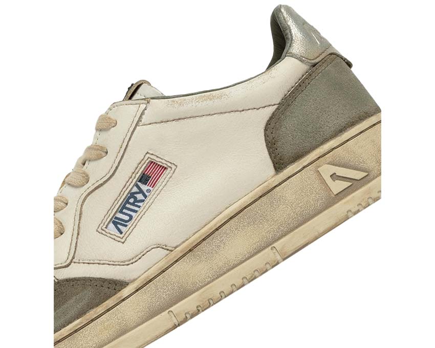 Autry Super Vintage Low White / Silver Leather - Lizard Suede AVLMLS10
