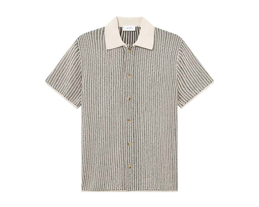 Les Deux Easton Knitted SS Shirt Ivory / Black LDM310127
