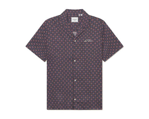 Les Deux Foulard AOP SS Shirt Dark Navy LDM401100