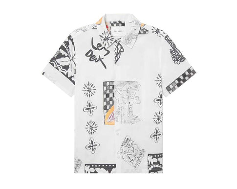 Les Deux Kamar AOP SS Shirt Light Ivory LDM401097