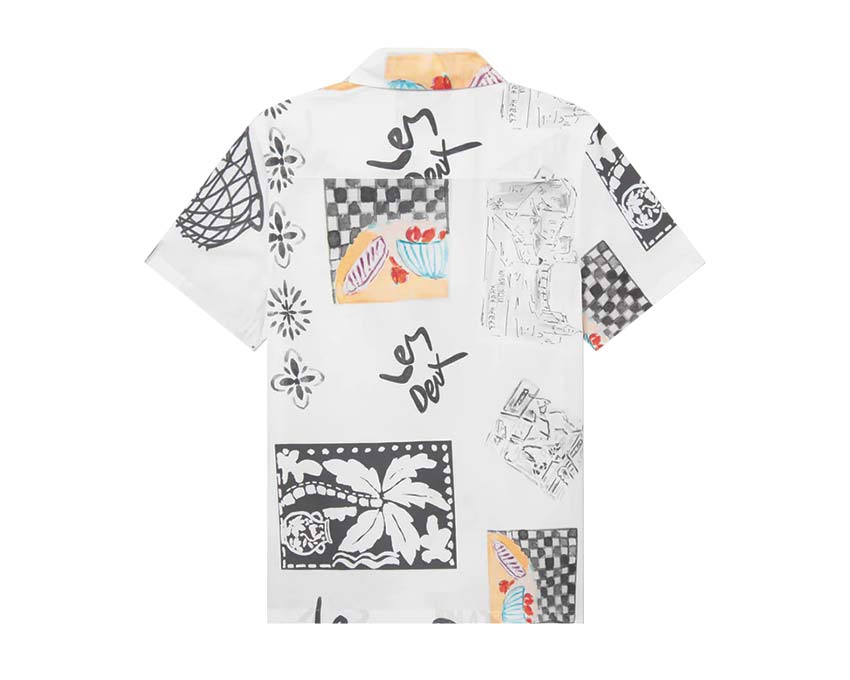 Les Deux Kamar AOP SS Shirt Light Ivory LDM401097