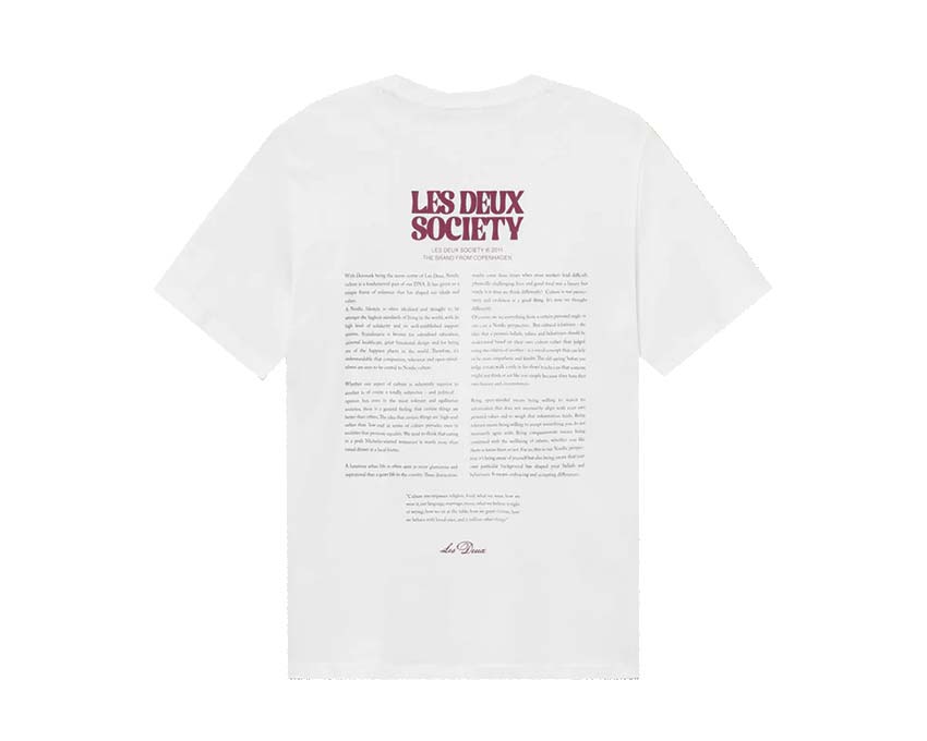 Les Deux Society T-Shirt White / Beet Red LDM101213
