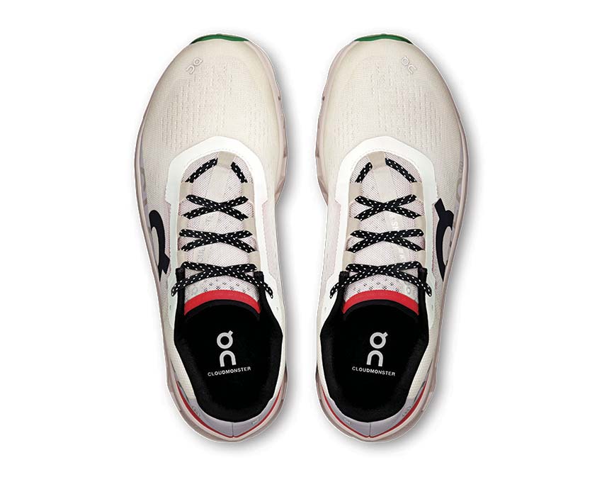 On Cloudmonster Pearl/Ivory detalle — upper mesh zapatilla running hombre