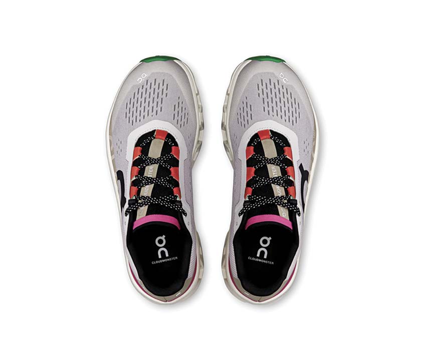 On Cloudmonster W Silver/Ivory suola — CloudTec lunga distanza running donna