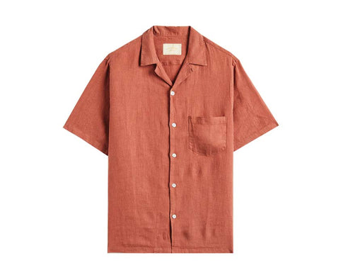 Portuguese Flannel Linen Camp Collar Terracota SS25.053