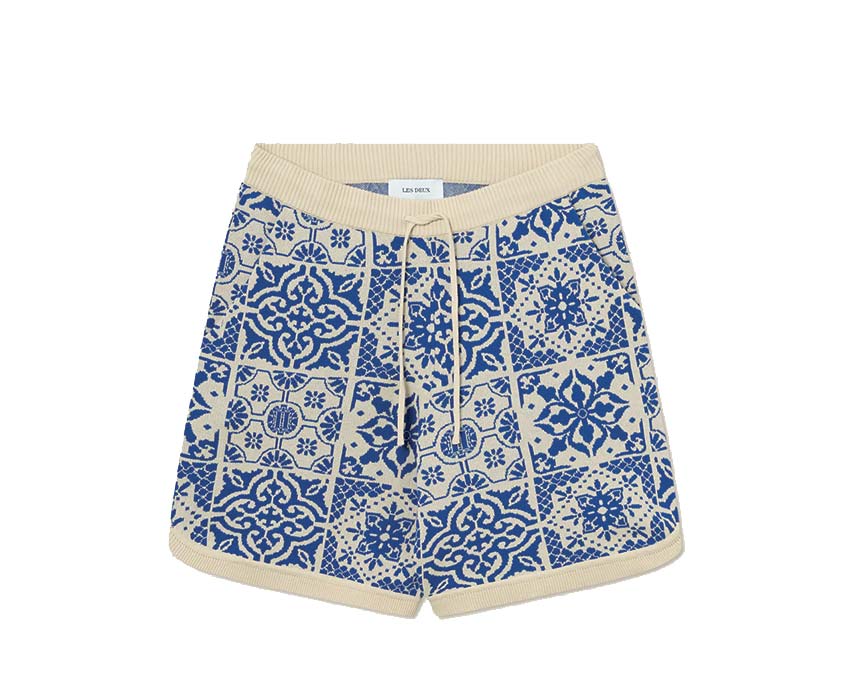 Les Deux Joaquin Jacquard Shorts Light Ivory / Surf Blue LDM531072