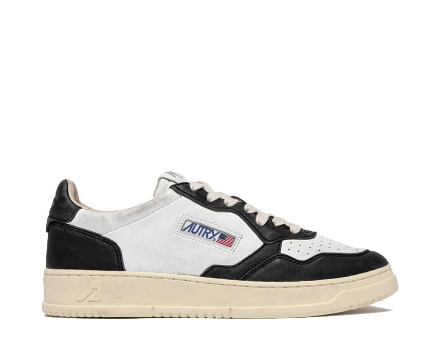 Autry Medalist Low Suede Goat / Wash White - Black AULMGH02