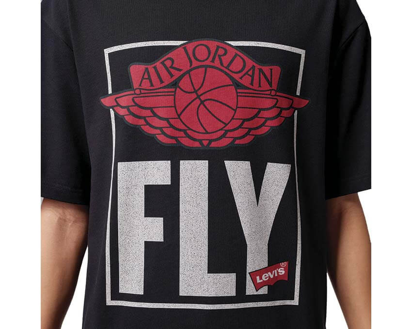 Jordan x Levi's Tee Black Detail — Jordan Levi's Kollab Streetwear Logo