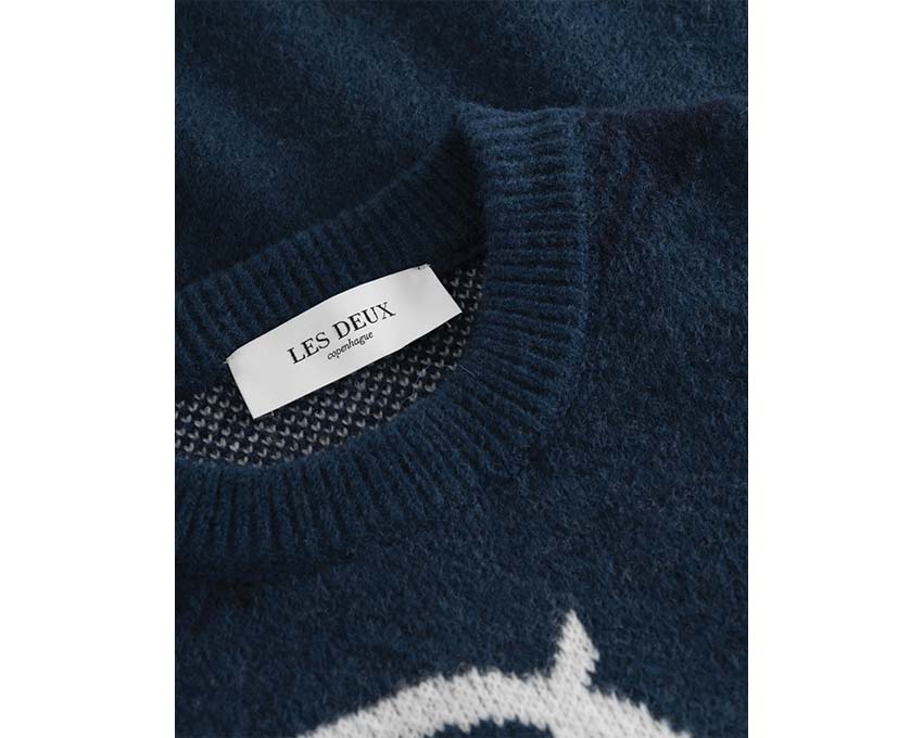 Les Deux Buffalo Recycled Knit Midnight Blue / Ivory 468215