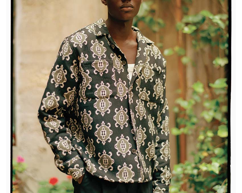 Les Deux Isaac Jacquard Overshirt Black / Olive Night 430001