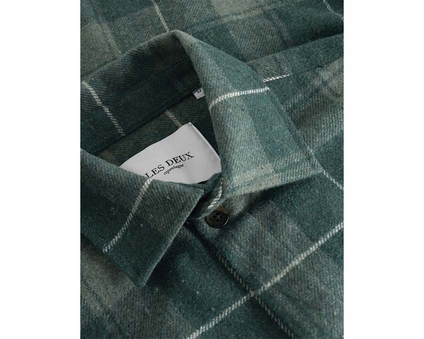 Les Deux Lennon Check Shirt Olive Night / Dusty Moss LDM410137