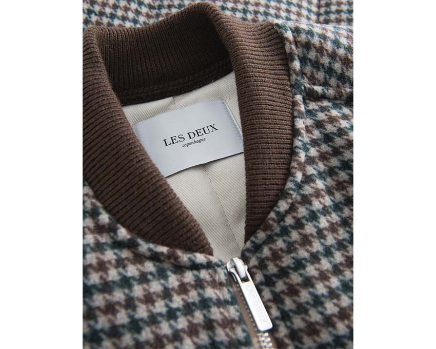 Les Deux Michael Houndstooth Vest Dark Sand / Pine Green 810546
