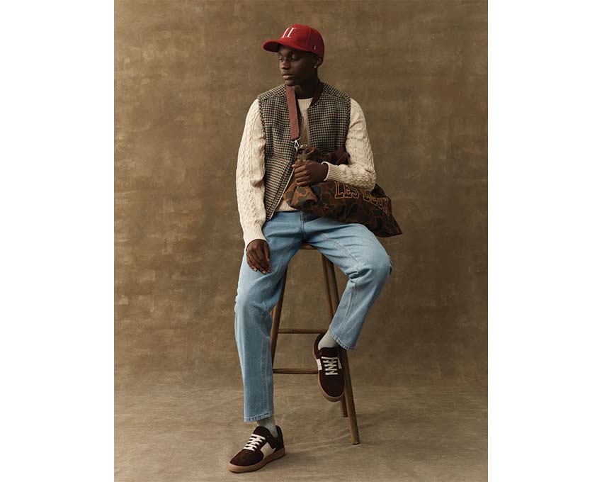 Les Deux Michael Houndstooth Vest Dark Sand / Pine Green 810546