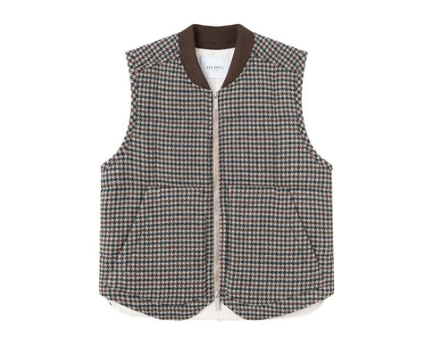 Les Deux Michael Houndstooth Vest Dark Sand / Pine Green 810546