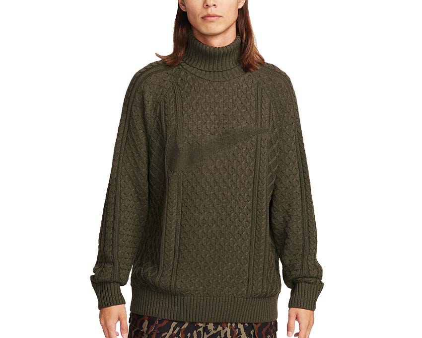 Nike Life Cable Knit Turtleneck Jumper Cargo Khaki FB7770-325