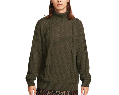 Nike Life Cable Knit Turtleneck Jumper Cargo Khaki FB7770-325