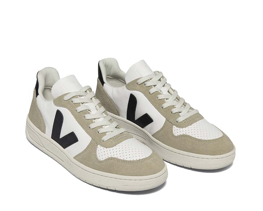 Veja V-10 Chromefree Extra White / Black - Sahara VX0503138B
