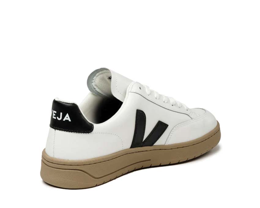 Veja V-12 Leather Extra White / Black - Dune XD0203640B
