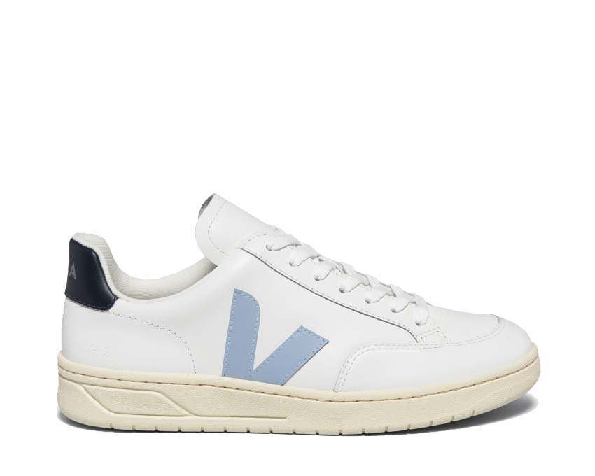 Veja V-12 Leather Extra White / Steel - Nautico XD0203302A