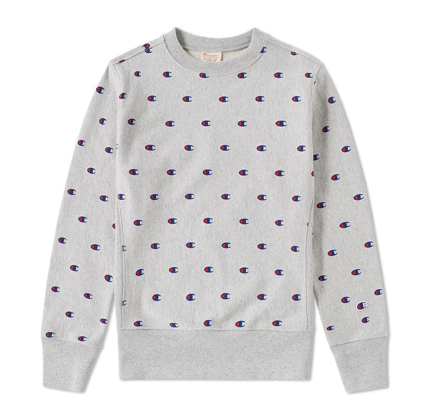 Champion All Over Embroidered Crew Sweat Grey