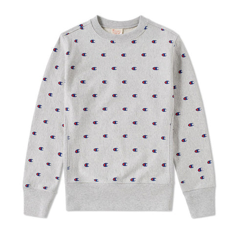 Champion All Over Embroidered Crew Sweat Grey