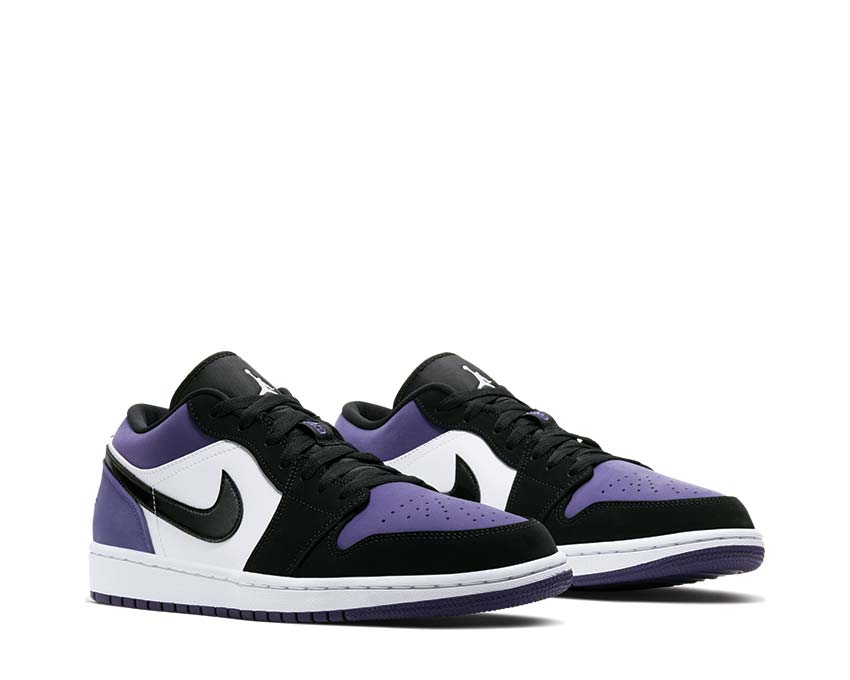 Air Jordan 1 Low White / Black - Court Purple 553558-125