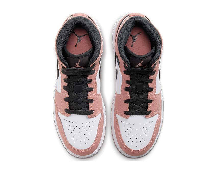Air Jordan 1 Mid Pink Quartz / DK Smoke Grey - White 555112-603