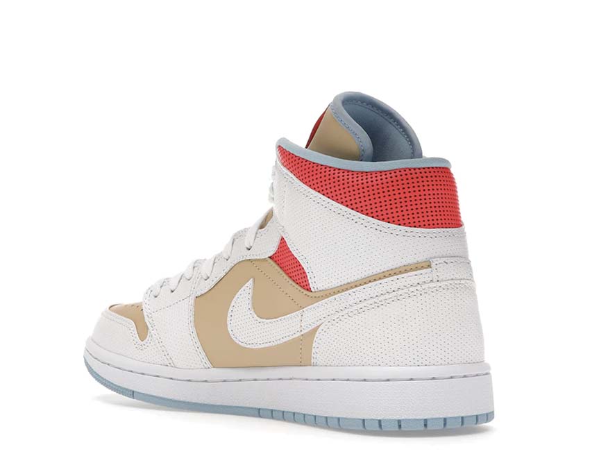 Air Jordan 1 Mid SE Sesame / White - Flash Crimson - Psychic Blue CZ0774-200