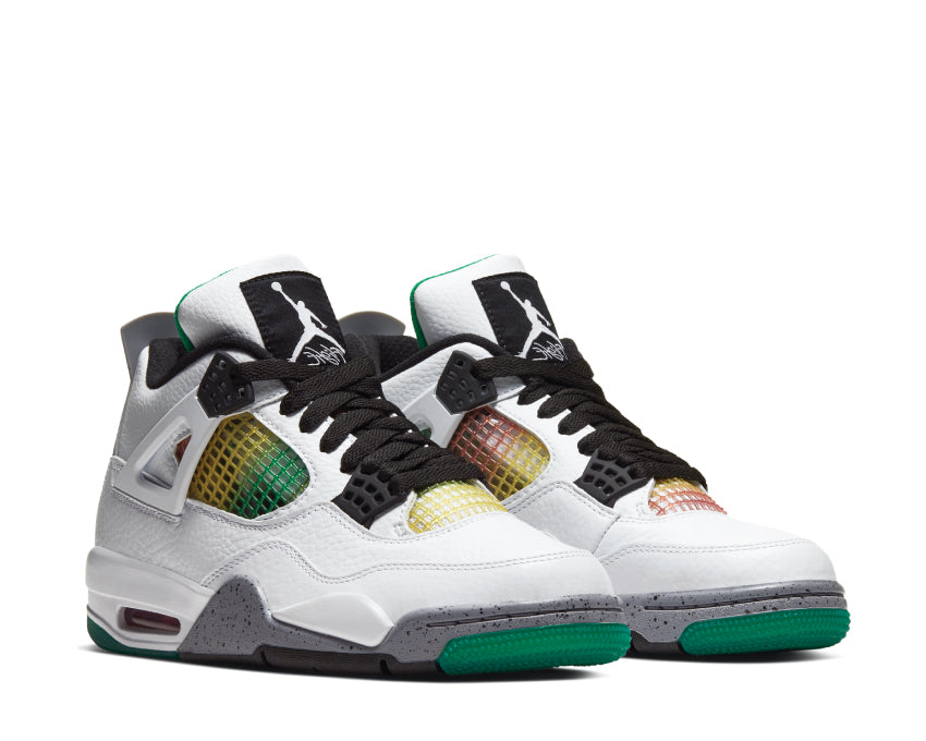 Air Jordan 4 Retro White / Black - University Red - Lucid Green AQ9129-100