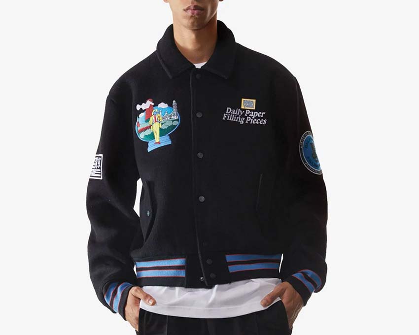 Daily Paper x Filling Pieces Varsity Jacket Black