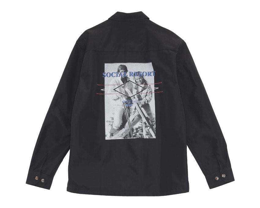 Han Kjobenhavn Boxy Shirt Social Resort Black Twill M130227