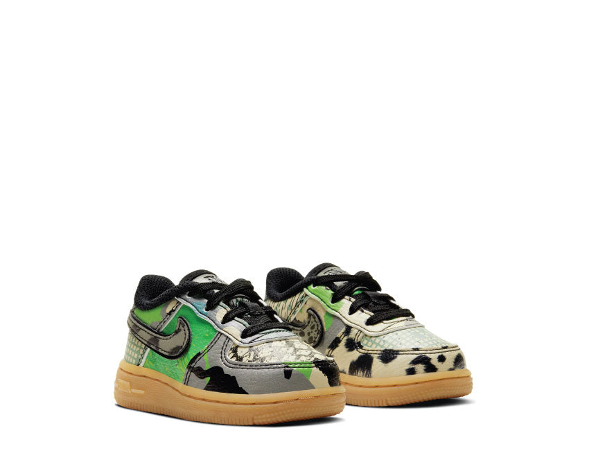 Nike Air Force 1 AS QS TD Black / Green Spark - Gum Light Brown CV2417-002