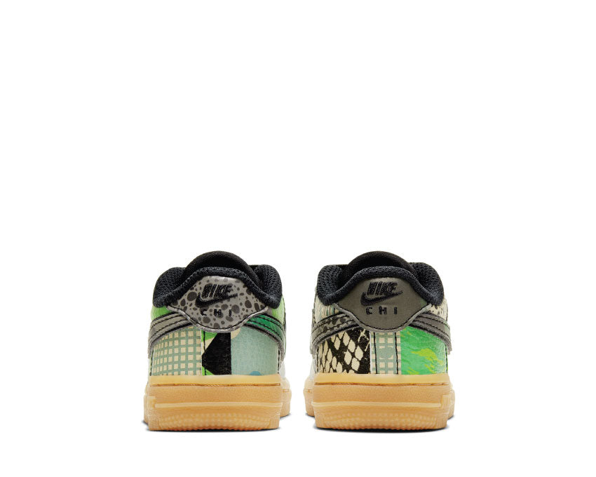 Nike Air Force 1 AS QS TD Black / Green Spark - Gum Light Brown CV2417-002