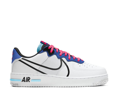 Nike Air Force 1 React White / Black - Astronomy Blue - Laser Crimson CT1020-102