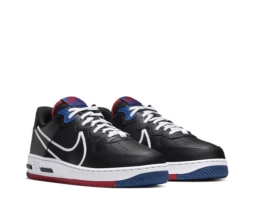 Nike Air Force 1 React Black / White - Gym Red - Gym Blue CT1020-001