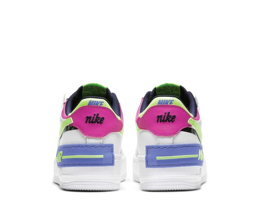Nike Air Force 1 Shadow White / Barely Volt - Sapphire - Fire Pink CJ1641-100
