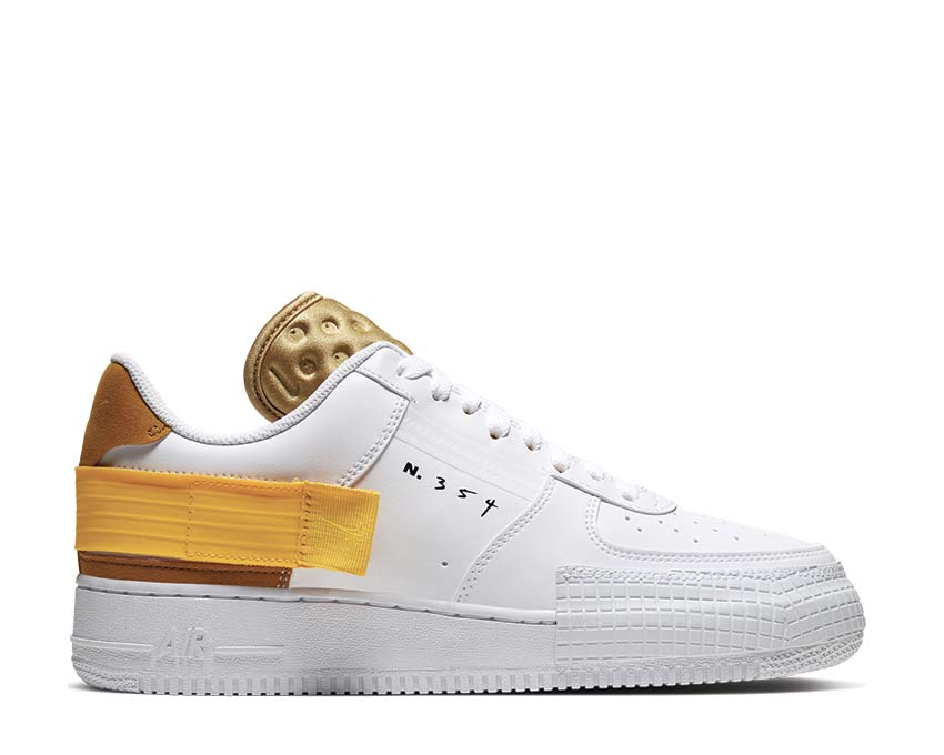 Nike Air Force 1 Type White / University Gold - Gold Suede AT7859-100