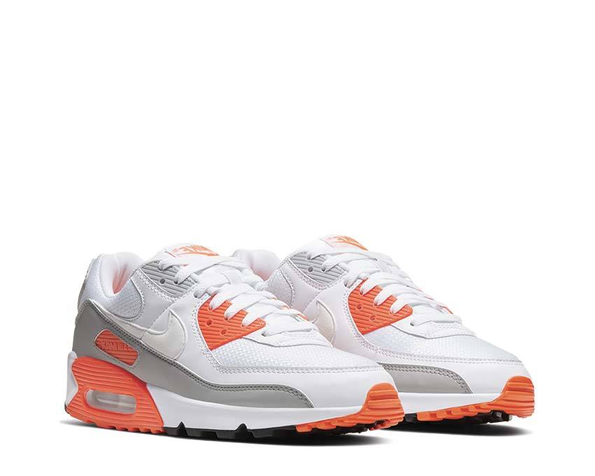Nike Air Max 90 White / White - Hyper Orange - LT Smoke Grey CT4352-103