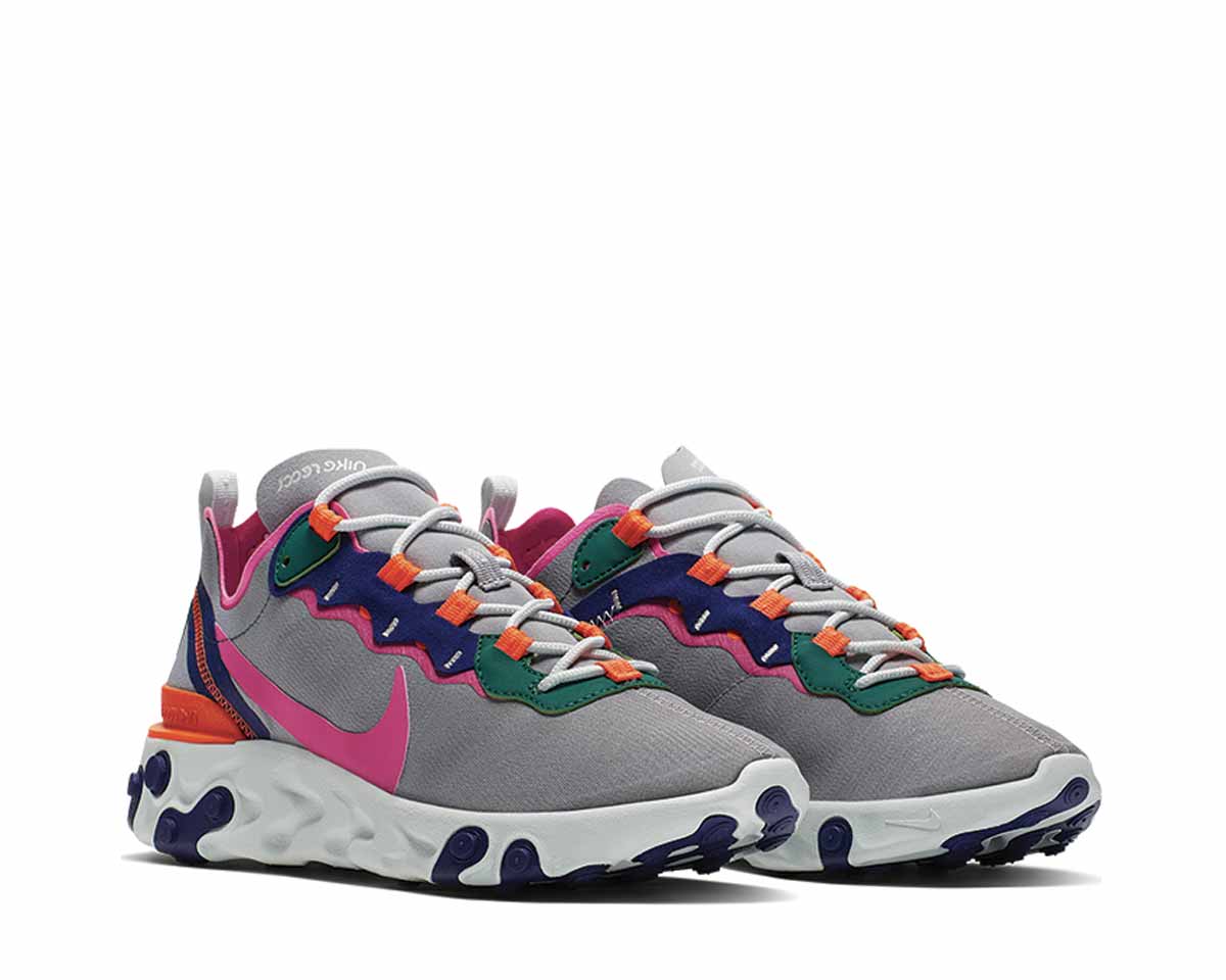 Nike React Element 55 Wolf Grey Laser Fuchsia Hyper Crimson BQ2728-006