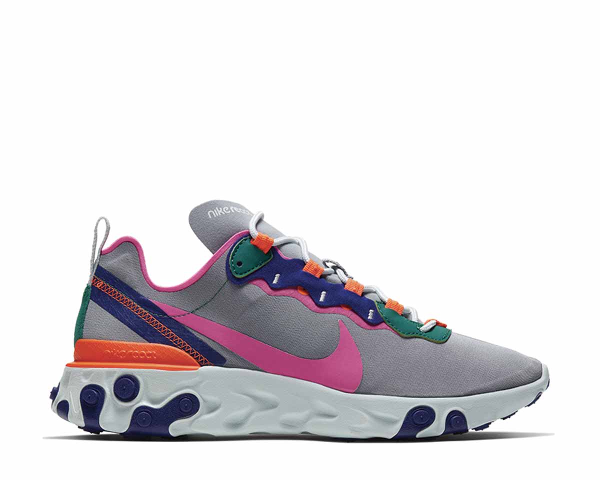 Nike React Element 55 Wolf Grey Laser Fuchsia Hyper Crimson BQ2728-006