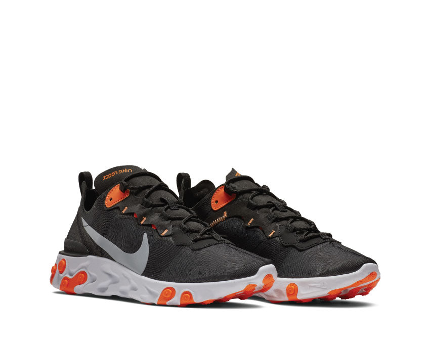 Nike React Element 55 Black Wolf Grey Total Orange White BQ6166 006
