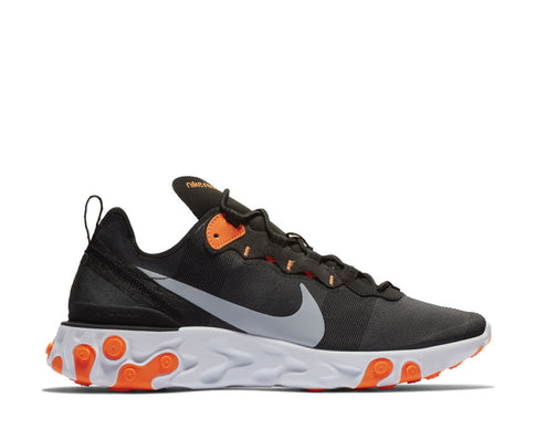 Nike React Element 55 Black Wolf Grey Total Orange White BQ6166 006